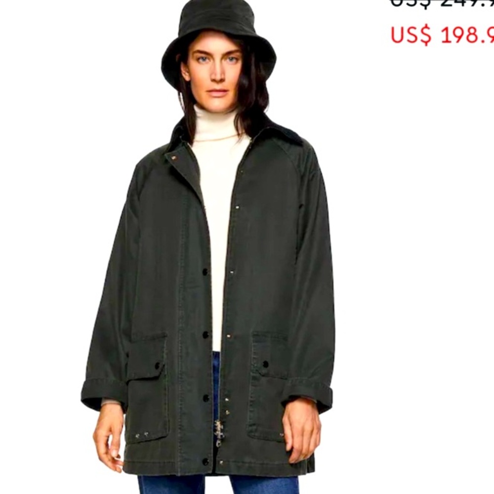 Mango Wax Effect Jacket Barbour Inspired